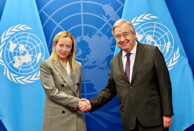 Giorgia Meloni e Antonio Guterres Segretario generale delle Nazioni Unite