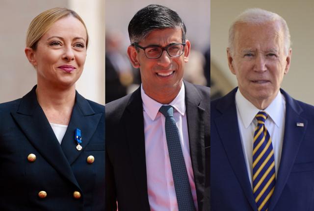 Giorgia Meloni, Rishi Sunak, Joe Biden