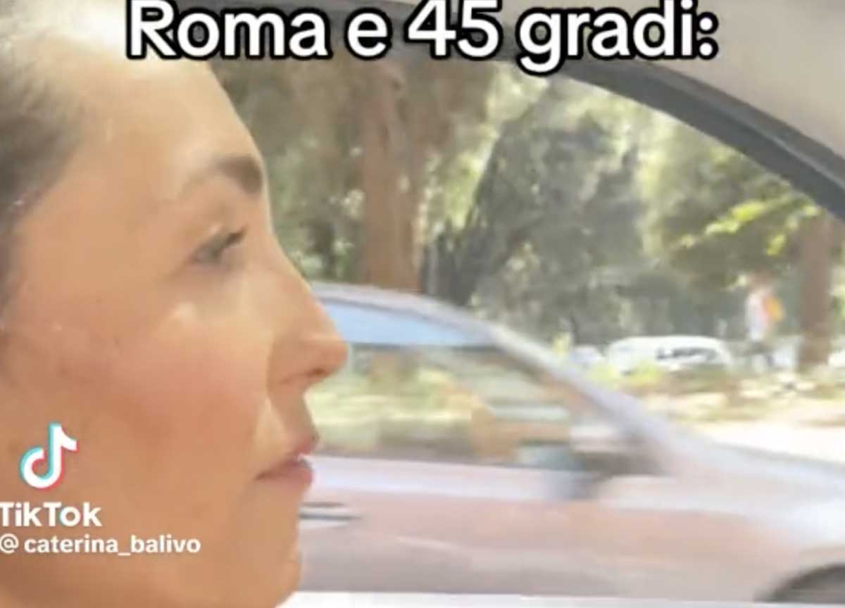 Caldo Roma, Caterina Balivo si scotta le mani sul volante