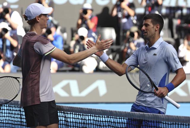 Jannik Sinner - Novak Djokovic (foto Lapresse)