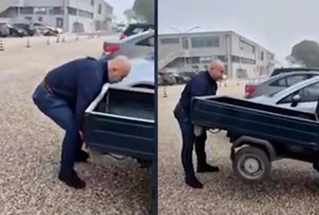 Bandecchi, ennesimo show su Instagram: L ex sindaco in versione Rocky solleva un motocarro tre ruote Apecar