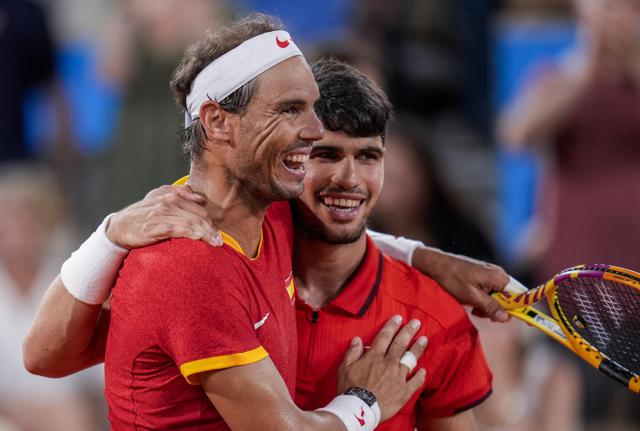 Nadal e Alcaraz (foto Lapresse)