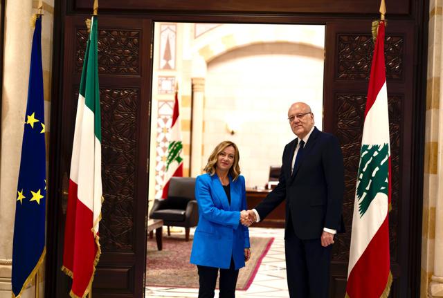 Giorgia Meloni, incontra a Beirut il Primo Ministro libanese Najib Mikati