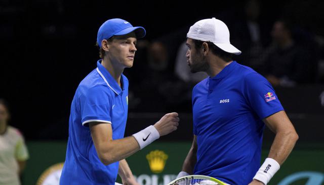 Jannik Sinner e Matteo Berrettini (foto Lapresse)