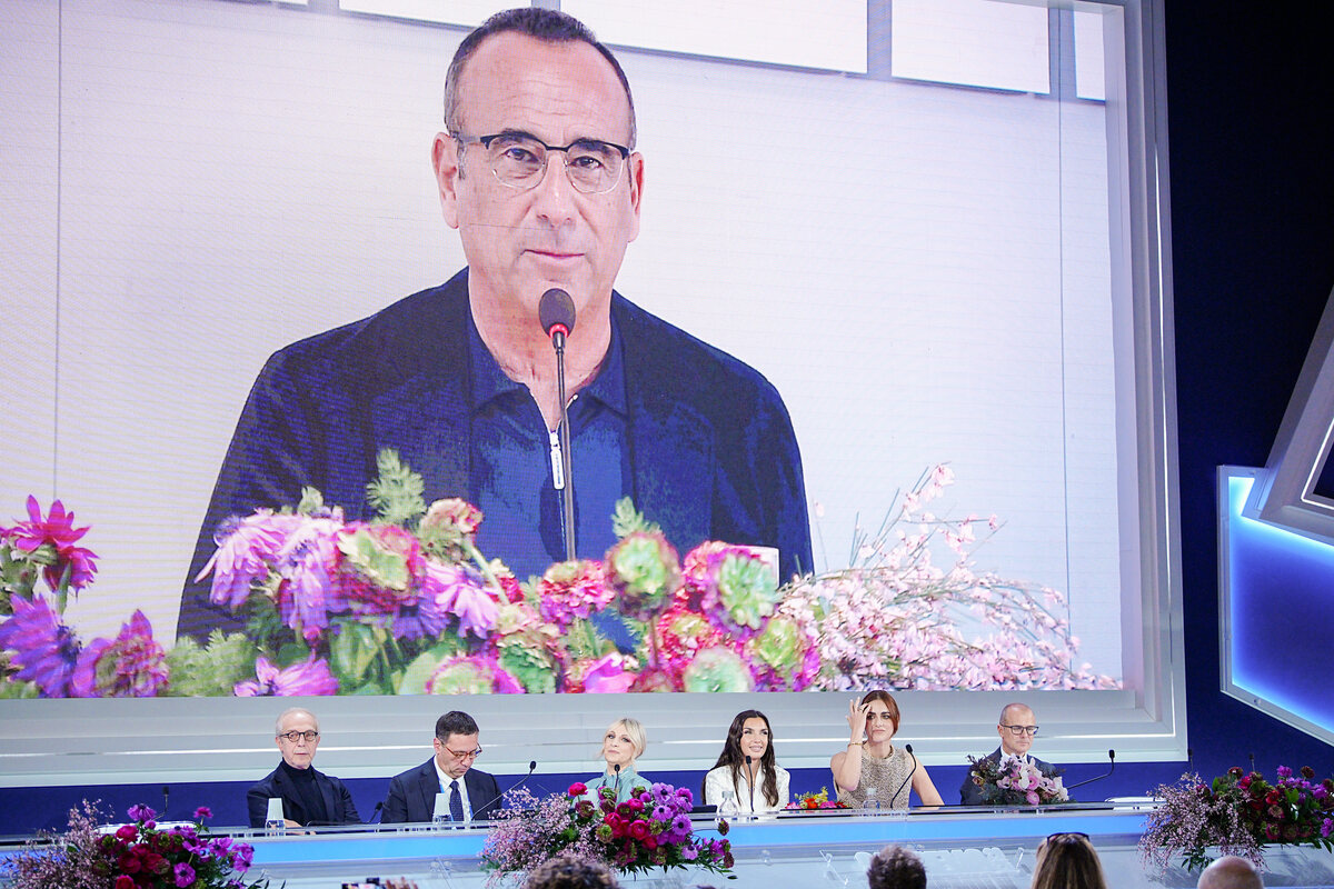 Carlo Conti Conferenza stampa presentatori terza serata 