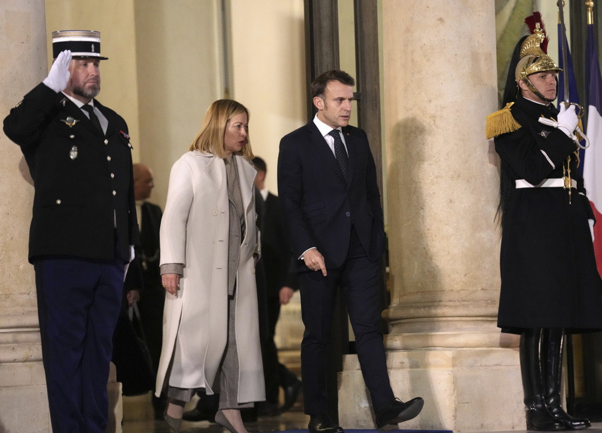 Meloni e Macron (Foto Lapresse)