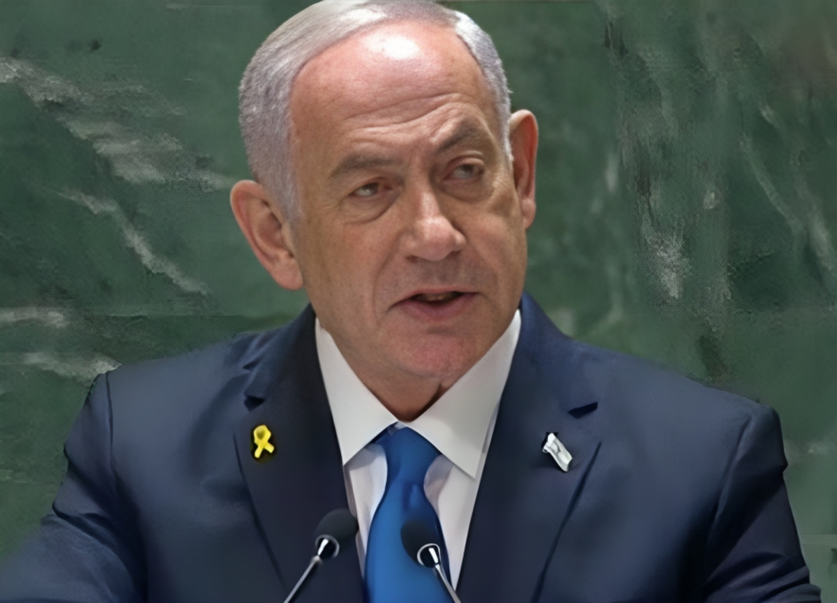 Benjamin Netanyahu durante il discorso all'assemblea dell'ONU