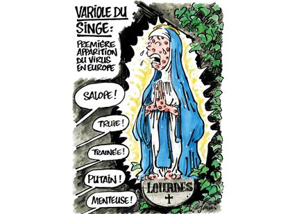 Francia, una vignetta di Charlie Hebdo offende due associazioni cattoliche: "Incita all'odio religioso"