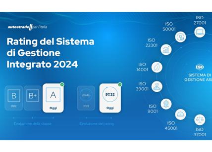 Autostrade per l'Italia: il sistema di gestione è di Classe A