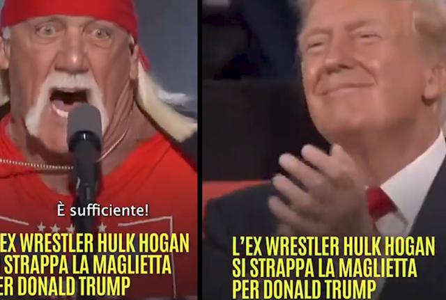 Hulk Hogan show a 70 anni l ex wrestler si strappa la maglietta per Trump Hanno sparato al mio eroe VIDEO Affaritaliani