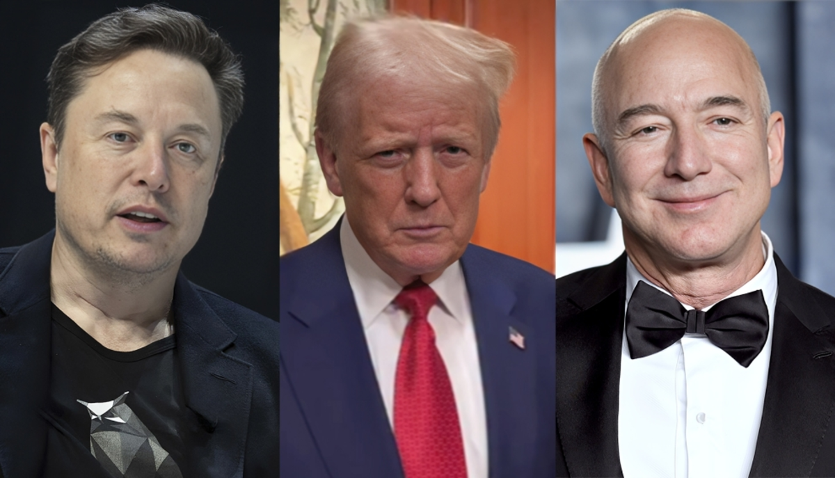 Elon Musk, Donald Trump e Jeff Bezos