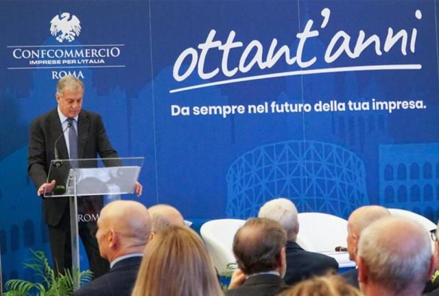 festeggiamenti per gli 80 anni di Confcommercio alla Sala della Protomoteca in Campidoglio, a Roma.