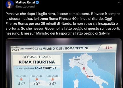 Matteo Renzi contro Matteo Salvini: "Ritardi dei treni, incapacità o sfortuna, nessuno peggio di lui”