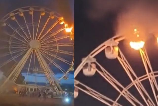 Estate da incubo, ruota panoramica prende fuoco durante un festival musicale: oltre 20 feriti