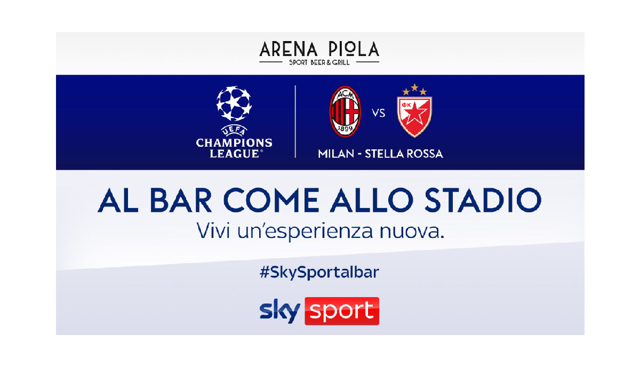 Sky, stasera l'iniziativa "Al Bar come allo Stadio" all’ Arena Piola di Milano