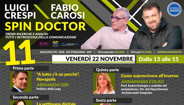 Sanità digitale, politica e trend: Spin Doctor di Luigi Crespi e Fabio Carosi nel doppio appuntamento venerdì e sabato