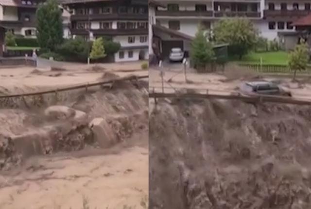 Tirolo sott’acqua, decine di auto trascinate via dall’alluvione. VIDEO