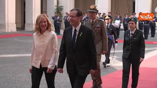 Meloni riceve il Presidente israeliano Herzog a Palazzo Chigi
