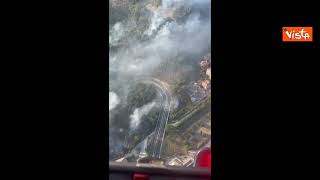 Vasto incendio a Roma, Gualtieri in elicottero sorvola la zona del rogo con il Prefetto Giannini