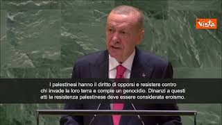 Erdogan all'Onu: "Riconoscere senza esitazione la Palestina"